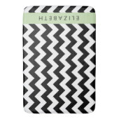 Zwart-wit Zigzag, Chevron Pattern, Jouw naam Badmat (Voorkant Verticaal)