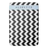 Zwart-wit Zigzag, Chevron Pattern, Jouw naam Badmat (Voorkant Verticaal)
