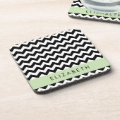 Zwart-wit Zigzag, Chevron Pattern, Jouw naam Bier Onderzetter (Linkerzijde)