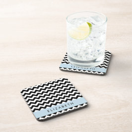 Zwart-wit Zigzag, Chevron Pattern, Jouw naam Bier Onderzetter