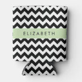 Zwart-wit Zigzag, Chevron Pattern, Jouw naam Blikjeskoeler (Voorkant)