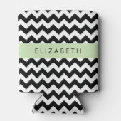 Zwart-wit Zigzag, Chevron Pattern, Jouw naam Blikjeskoeler (Achterkant)