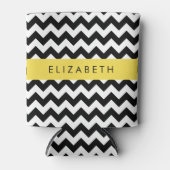 Zwart-wit Zigzag, Chevron Pattern, Jouw naam Blikjeskoeler (Voorkant)