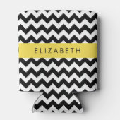 Zwart-wit Zigzag, Chevron Pattern, Jouw naam Blikjeskoeler (Achterkant)
