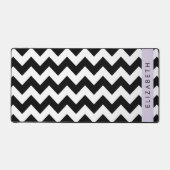 Zwart-wit Zigzag, Chevron Pattern, Jouw naam Bureaumat (Voorkant)