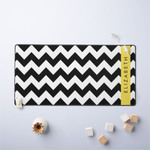 Zwart-wit Zigzag, Chevron Pattern, Jouw naam Bureaumat