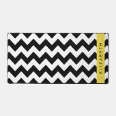 Zwart-wit Zigzag, Chevron Pattern, Jouw naam Bureaumat (Voorkant)
