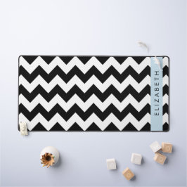 Zwart-wit Zigzag, Chevron Pattern, Jouw naam Bureaumat
