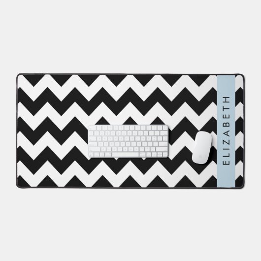 Zwart-wit Zigzag, Chevron Pattern, Jouw naam Bureaumat (Keyboard & Muis)