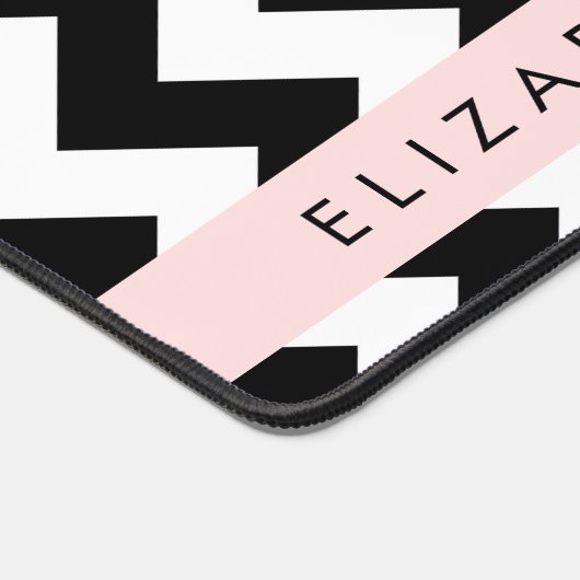 Zwart-wit Zigzag, Chevron Pattern, Jouw naam Bureaumat (Hoek)