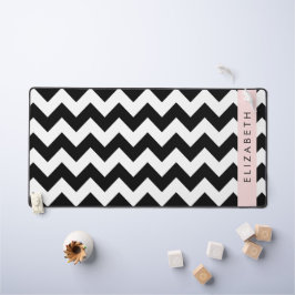 Zwart-wit Zigzag, Chevron Pattern, Jouw naam Bureaumat