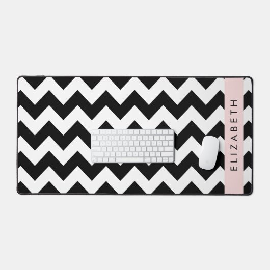 Zwart-wit Zigzag, Chevron Pattern, Jouw naam Bureaumat (Keyboard & Muis)
