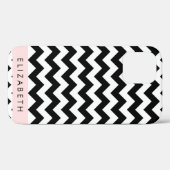 Zwart-wit Zigzag, Chevron Pattern, Jouw naam Case-Mate iPhone Case (Achterkant (horizontaal))