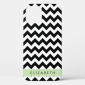 Zwart-wit Zigzag, Chevron Pattern, Jouw naam Case-Mate iPhone Case (Achterkant)