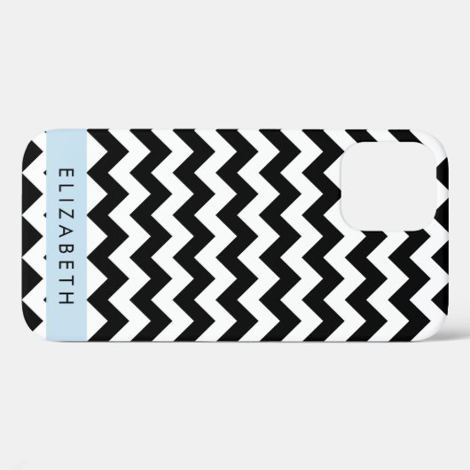 Zwart-wit Zigzag, Chevron Pattern, Jouw naam Case-Mate iPhone Case (Achterkant (horizontaal))