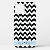 Zwart-wit Zigzag, Chevron Pattern, Jouw naam Case-Mate iPhone Case (Achterkant)