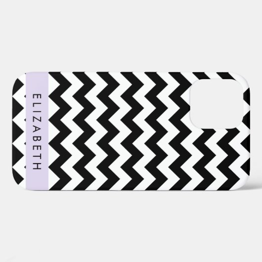 Zwart-wit Zigzag, Chevron Pattern, Jouw naam Case-Mate iPhone Case (Achterkant (horizontaal))
