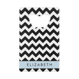 Zwart-wit Zigzag, Chevron Pattern, Jouw naam Creditkaart Flessenopener