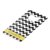 Zwart-wit Zigzag, Chevron Pattern, Jouw naam Creditkaart Flessenopener (Achterkant Gekanteld)