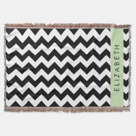 Zwart-wit Zigzag, Chevron Pattern, Jouw naam Deken