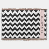 Zwart-wit Zigzag, Chevron Pattern, Jouw naam Deken (Voorkant)