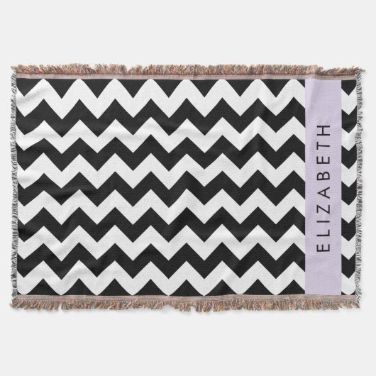 Zwart-wit Zigzag, Chevron Pattern, Jouw naam Deken (Voorkant)