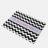 Zwart-wit Zigzag, Chevron Pattern, Jouw naam Deurmat (Schuin)
