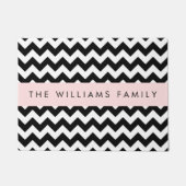 Zwart-wit Zigzag, Chevron Pattern, Jouw naam Deurmat (Voorkant)