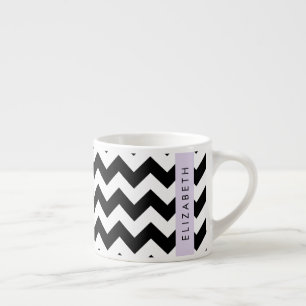 Zwart-wit Zigzag, Chevron Pattern, Jouw naam Espresso Kop