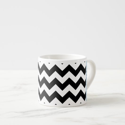 Zwart-wit Zigzag, Chevron Pattern, Jouw naam Espresso Kop (Voorkant rechts)