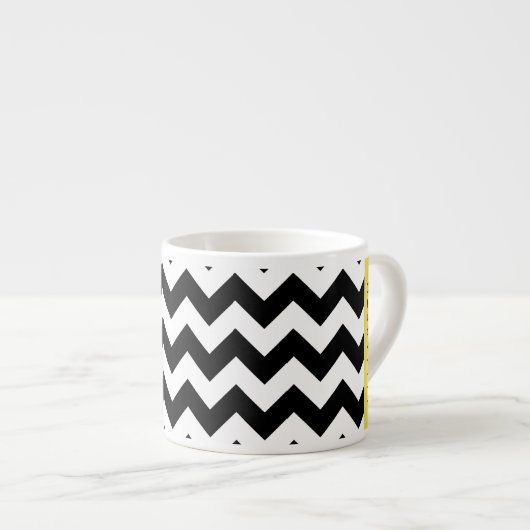 Zwart-wit Zigzag, Chevron Pattern, Jouw naam Espresso Kop (Voorkant rechts)