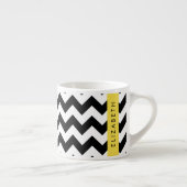 Zwart-wit Zigzag, Chevron Pattern, Jouw naam Espresso Kop (Rechts)