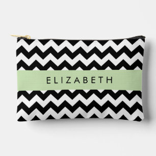 Zwart-wit Zigzag, Chevron Pattern, Jouw naam Etui