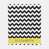 Zwart-wit Zigzag, Chevron Pattern, Jouw naam Fleece Deken (Voorkant)