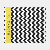 Zwart-wit Zigzag, Chevron Pattern, Jouw naam Fleece Deken (Voorkant (Horizontaal))