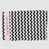 Zwart-wit Zigzag, Chevron Pattern, Jouw naam Golfhanddoek (Horizontaal)