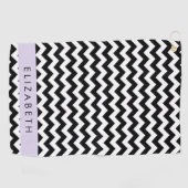 Zwart-wit Zigzag, Chevron Pattern, Jouw naam Golfhanddoek (Horizontaal)
