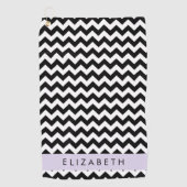 Zwart-wit Zigzag, Chevron Pattern, Jouw naam Golfhanddoek (Voorkant)