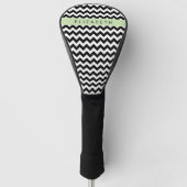 Zwart-wit Zigzag, Chevron Pattern, Jouw naam Golfheadcover (Voorkant)