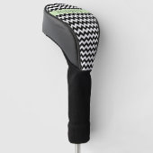 Zwart-wit Zigzag, Chevron Pattern, Jouw naam Golfheadcover (Schuin)