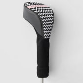 Zwart-wit Zigzag, Chevron Pattern, Jouw naam Golfheadcover (Schuin)