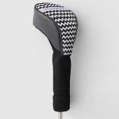 Zwart-wit Zigzag, Chevron Pattern, Jouw naam Golfheadcover (Schuin)