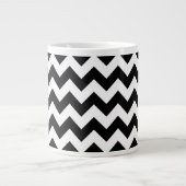 Zwart-wit Zigzag, Chevron Pattern, Jouw naam Grote Koffiekop (Voorkant)