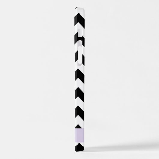 Zwart-wit Zigzag, Chevron Pattern, Jouw naam iPhone Hoesje (Linkerkant)