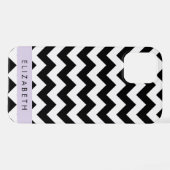 Zwart-wit Zigzag, Chevron Pattern, Jouw naam iPhone Hoesje (Achterkant horizontaal)