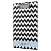Zwart-wit Zigzag, Chevron Pattern, Jouw naam Klembord (Links)
