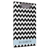 Zwart-wit Zigzag, Chevron Pattern, Jouw naam Klembord (Rechts)