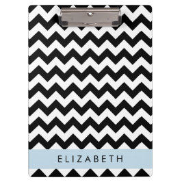 Zwart-wit Zigzag, Chevron Pattern, Jouw naam Klembord