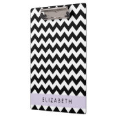 Zwart-wit Zigzag, Chevron Pattern, Jouw naam Klembord (Links)