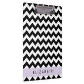 Zwart-wit Zigzag, Chevron Pattern, Jouw naam Klembord (Rechts)